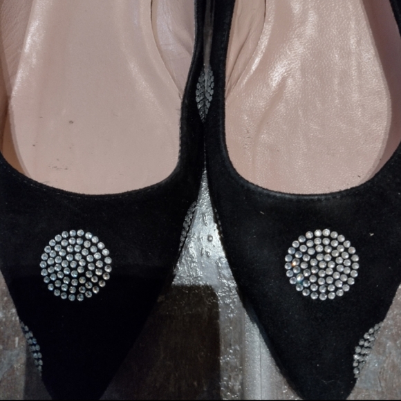 Kate spade black suede crystal embellished flats size 6 - Picture 4 of 4